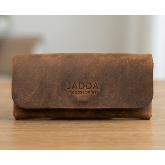JADDA %100 El Yapımı Gözlük Kabı Gerçek Deri