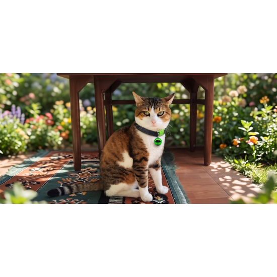 JADDA %100 El Yapımı Deri Kedi tasması Zilli Deri Kolay Açılan Klips Tokalı Yeşil