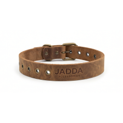 JADDA %100 El Yapımı Deri Köpek tasması Deri Kemer Tokalı Açık Kahverengi