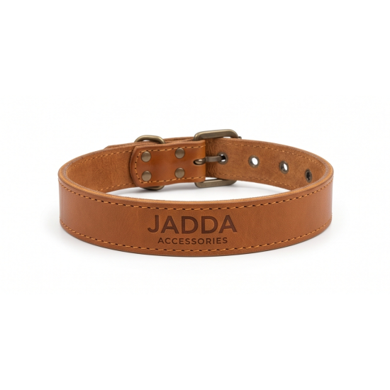 JADDA %100 El Yapımı Deri Köpek tasması Deri Kemer Tokalı Taba