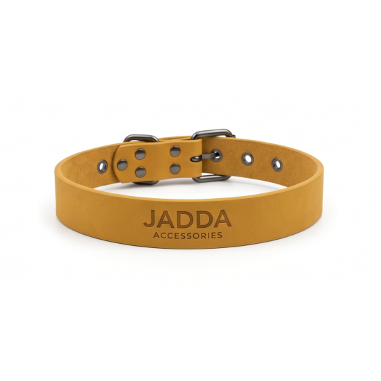JADDA %100 El Yapımı Deri Köpek tasması Deri Kemer Tokalı Camel Sarı